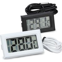 Lot 2 mini thermomètres numériques – intérieur/extérieur – sonde – congélateur / aquarium / réfrigérateur / incubateur – noir+blanc