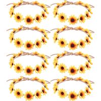 Couronne de tournesols, serre-tête à fleurs de marguerite, bandeau hippie, coiffe florale ajustable pour mariée