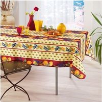 Nappe Provençale Rectangle Anti-Tâche 100% Polyester - Citron - 300 x 150 cm - rouge