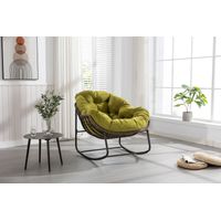 Outdoor Rattan Rocking Chair with Padded Cushion - Patio Rocker Recliner Chair Olive Green