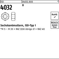 Sechskantmutter ISO 4032 M 18 x 2,5 Stahl blank 100 Stk
