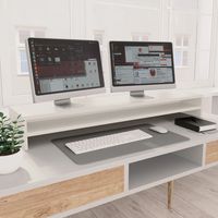 Vidaxl – Support de moniteur blanc 100 x 24 x 13 cm – Bois d'ingénierie durable – Hauteur ergonomique pour bureau – Rangement intégré