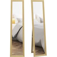 Espejo de Cuerpo Entero 37x155 cm Espejo de Pie Espejo de Pared Forma Rectangular con Marco Roble