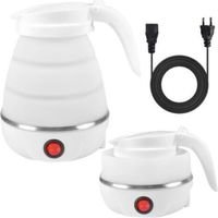 Electric Foldable Kettle, Silicone Travel Kettle, Portable Kettle, Mini Travel Kettle with Stainless Steel Base (White)