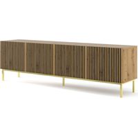 MOBILE RAVENNA F PORTA TV IN MDF VERNICIATO 4D 200 STRUTTURA IN ROVERE ARTIGIANALE ORO