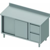 Meuble Bas Inox Avec Dosseret - Porte Coulissante & 2 Tiroirs - Gamme 800 - Stalgast