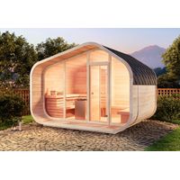 FinnTherm ScandiCube Wave Premium barrelsauna van de experts Deskundig advies ✓Beste online winkel Tuin 2022 ✓Gratis levering ✓Koop op rekening ✓5 jaar garantie Naturel Bois thermique, 42 mm Épaisseur