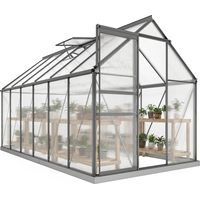 Outsunny – Serre de jardin polycarbonate 7,1 m² – Aluminium anodisé – Panneaux double paroi 4 mm – Hauteur 1,99 m – Porte coulissante et lucarne réglable