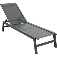 Nilo - Transat de jardin plage piscine 192x55x30 cm en aluminium et textilène anthracite