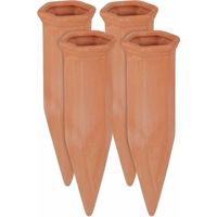royaluxe -Cône d'arrosage en terre cuite, lot de 4 accessoires d'arrosage, bouteilles de 1,5 l, 17 x 5,5 x 5 cm, terre cuite,