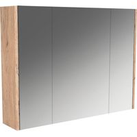 Armoire de toilette 80 cm – En chêne brut naturel – 2 tablettes réglables – Meuble bas de salle de bain – Decotec