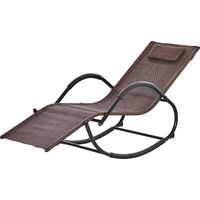 Tumbona Mecedora Outside Ratán Reposabrazos Reposacabezas Marrón Carga 160 kg 157x60x80 cm
