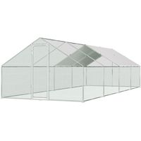 Wolketon – Enclos extérieur 3×8×2 m – Poulailler en métal galvanisé – Grillage hexagonal PVC – Toit pare-soleil imperméable – Porte verrouillable