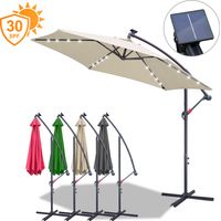 3m Parasol avec LED Parasol de jardin Terrasse UV30+ Parasol de marché Beige