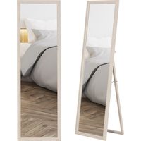 Miroir pleine longueur de 160 x 50 cm, polyvalent, design rectangulaire avec cadre, Blanc
