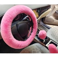 Ensemble de housse de volant universelle en peluche douce avec protections pour levier de vitesse et freins, adhérence optimale en toutes saisons, intérieur en polaire douce, installation facile, ense