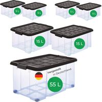Novatool Aufbewahrungsbox Aufbewahrungsbox mit Deckel 1x55 L + 2x 15L + 4x 5L