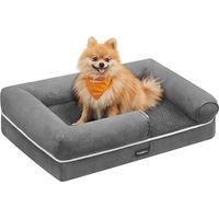 Panier pour Chien Orthopédique, Canapé, Lit pour Animaux, Rembourrage Moelleux, Bords Rehaussés, Housse Amovible et Lavable, 76 x 51 x 18 cm, Antidérapant, Gris Clair