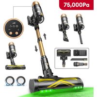Ultenic Aspirateur Balai sans Fil UU15, Autonimie de 70min, 75KPA, Auto-portant, Greeneye™ Technologie, 1.2L, Or