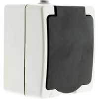 Prise Aquae étanche en saillie 16A 2P+T IP54 - Blanc et Noir - Zenitech