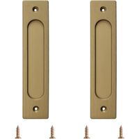Rectangular Recessed Sliding Door Handle, 2pcs Bronze Golden Zipper Aluminium Cabinet Door Handle with Screws for Sliding Barn Door (180mm)