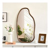 Miroir mural asymétrique forme nuage avec cadre en bois, 89 x 47 cm, déco bohème, pour salon, chambre, couloir et salle de bain