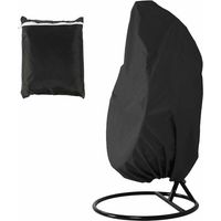 Couverture de Chaise Suspendue 190 X115cm Oeufs Chaise Fauteuil Suspendu Imperméable et Anti-poussière Anti-UV Housse Fauteuil Suspendu Extérieur Jardin (Noir)