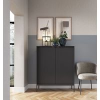 AX LIVING Modern Kommode Eternas K104 mit Lamellenfront 104 cm Schwarz