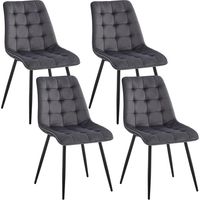 Wokaka Juego de 4 sillas de terciopelo - Sillas de comedor estilo retro, ergonómicas - Ergonómica para Cocina, Dormitorio, Sala (Gris claro)