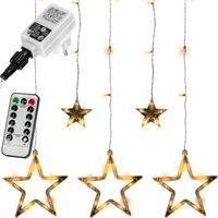 VOLTRONIC 5 Sterne LED Lichtervorhang, warmweiß, FB