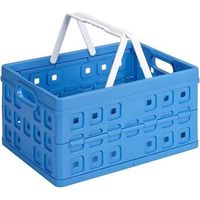 Sunware Klappbox Square 32 L blau/weiß Einkaufsbox Einkaufskorb mit Griffen