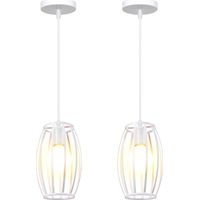 Retro Lustre Suspension Industrielle E27 Lampe Abat-jour Metal Luminaire pour Couloir Chambre Blanc 2PCS