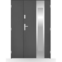 Porte d'entrée double Nérée - 130-140-150x208cm - Couleur: Anthracite - Poussant: Droit - Dimensions: 100x40