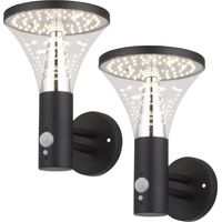 Arum Lighting – Lot de 2 appliques murales solaires – 600 lumens – Détecteur de mouvement 10m – 3 modes d'éclairage – Blanc chaud IP44