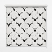 Innenrollo Fensterrollo - Rollo ohne Bohren - Sichtschutzrollo - Lichtdurchlässiges Rollo - Rechteckiges - Rollo - (130 cm x 140 cm) - Schwarze Hirschköpfe