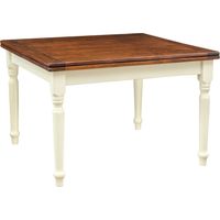 Mesa extensible de estilo Country de madera maciza de tilo armazón blanco envejecido plan con efecto nogal