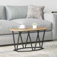 Vidaxl – Table basse ovale en bois d'ingénierie 80 x 40 x 40,5 cm – Design industriel moderne – Pieds noirs stylés – Surface solide pour salon