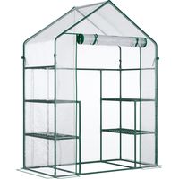 Invernadero de Jardín con 4 Estantes 1 Puerta con Cremallera para Cultivo de Plantas Flores 142x73x195 cm Verde