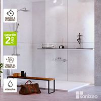 Kit 2 Panneaux Muraux Décoratifs de Douche - 120x120 cm - Ép. 4mm - Effet Minéral Blanc - VÉRONA WHITE KOBERTIN