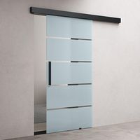 doporro Porte Coulissante en Verre 90cm x 205cm Bandes Opaques Poignée Barre Distance au Mur de 25mm Amalfi 13-900
