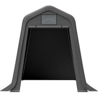 Abri de jardin gris 245 x 183 x 217 cm – Utilisation polyvalente : abri de jardin, abri à vélos ou carport. Matériau PE imperméable avec stores enrouleurs. Résistant aux UV et au vent. Montage facile.