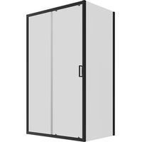 Cabine de douche 80x100 cm Porte coulissante et paroi fixe Profilés aluminium Verre opaque noir 6mm Transparent h190 - Réversible Mod. Lipari