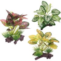 3 Pcs Silk Aquarium Plants, Reptile Artificial Plants, Fish Tank Artificial Decorations, Suitable for Aquarium and Fish Tank