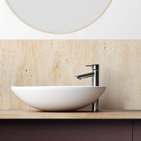 Crédence salle de bain en PVC effet pierre Beige 140x30 cm (en 2 bandeaux) - Travertin