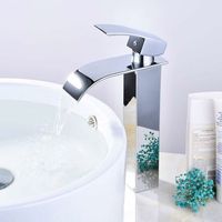 Wasserfall-Waschtischmischer, Badezimmer-Wasserhahn, modernes Wasserfall-Wasserhahn-Design mit verstellbarer Warm- und Kalt-Waschtischarmatur, geeignet für Badezimmerwaschbecken und Waschbecken, Chrom