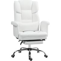 JSSEVN - Silla de oficina ergonómica, regulable en altura, con reposapiés y respaldo reclinable, color blanco.