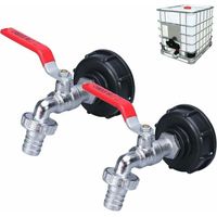 Rubinetto per serbatoio da 1000 litri, rubinetto per la raccolta dell'acqua piovana, 2 pezzi, adattatore per serbatoio dell'acqua IBC, rubinetto doppio in ottone da 1/2", realizzato in PP, fi