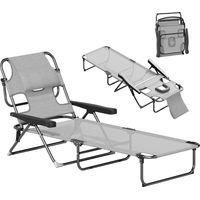 Chaise longue de jardin Sun Lounger Relax Lounger, 194 cm x 72 cm x 89 cm, Noir, Gris foncé, pliable, résistante aux intempéries