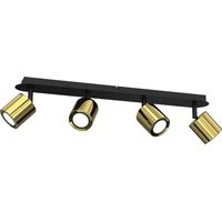 Rampe noire 4 spots orient. laiton GU10 8W Demia Luminex