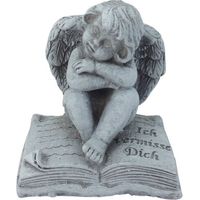 TrendLine Grabschmuck Engel mit Buch 7 x 6 cm grau Skulptur